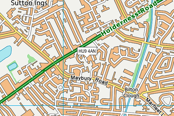 HU9 4AN map - OS VectorMap District (Ordnance Survey)