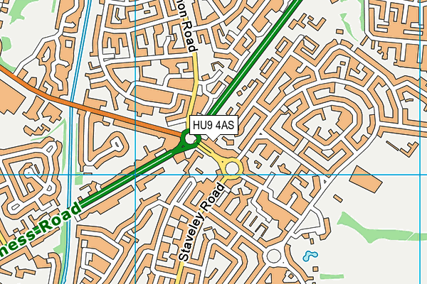 HU9 4AS map - OS VectorMap District (Ordnance Survey)