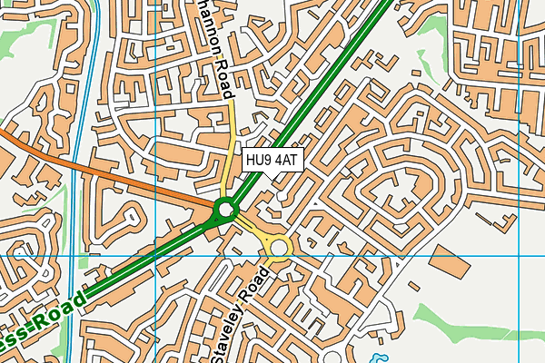 HU9 4AT map - OS VectorMap District (Ordnance Survey)