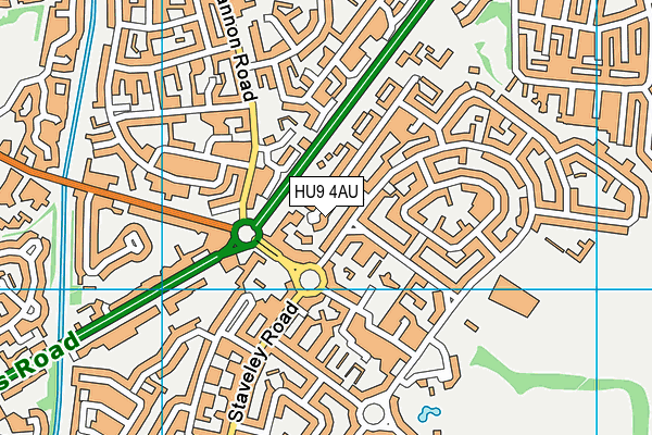 HU9 4AU map - OS VectorMap District (Ordnance Survey)
