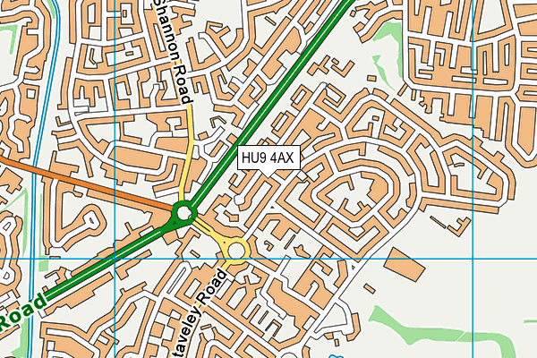 HU9 4AX map - OS VectorMap District (Ordnance Survey)