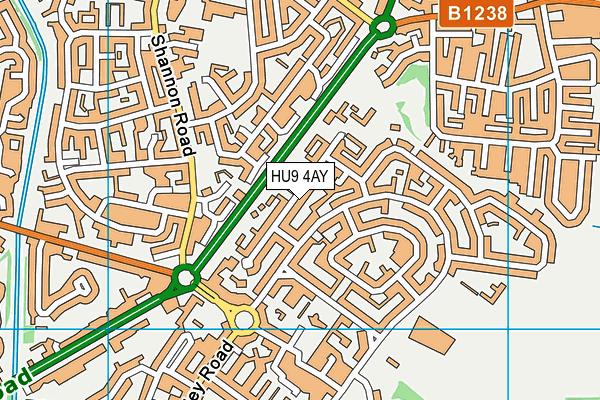 HU9 4AY map - OS VectorMap District (Ordnance Survey)