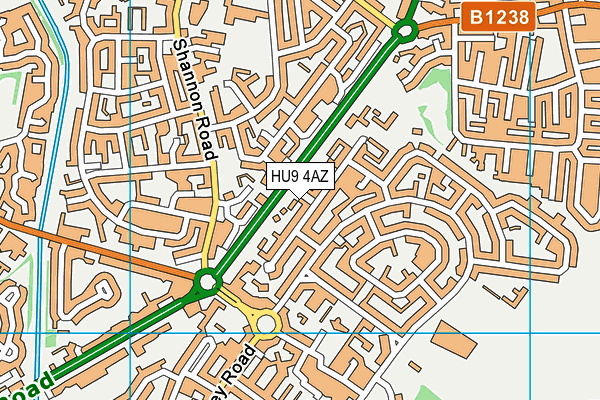 HU9 4AZ map - OS VectorMap District (Ordnance Survey)