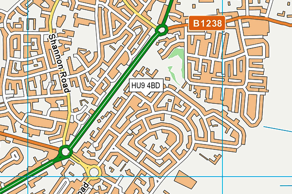 HU9 4BD map - OS VectorMap District (Ordnance Survey)
