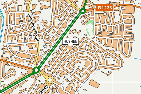 HU9 4BE map - OS VectorMap District (Ordnance Survey)