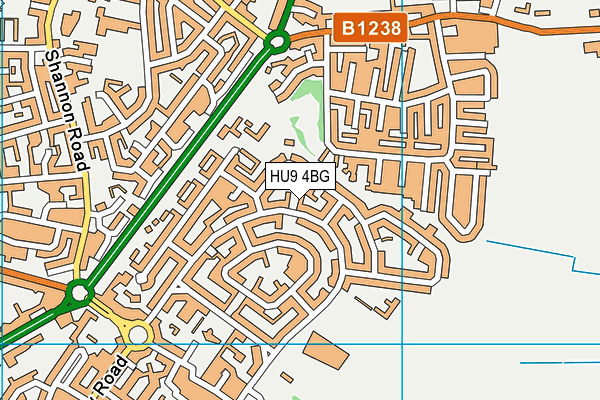 HU9 4BG map - OS VectorMap District (Ordnance Survey)