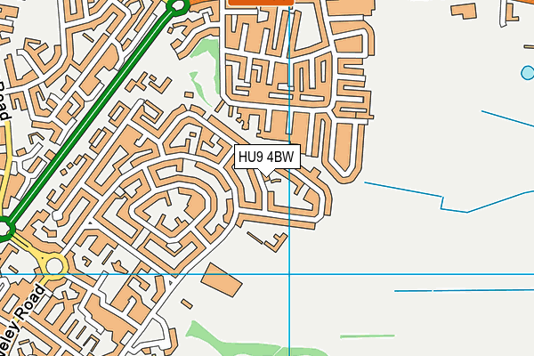 HU9 4BW map - OS VectorMap District (Ordnance Survey)