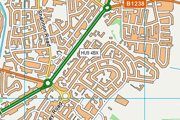 HU9 4BX map - OS VectorMap District (Ordnance Survey)