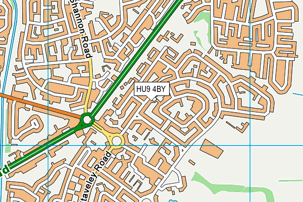 HU9 4BY map - OS VectorMap District (Ordnance Survey)