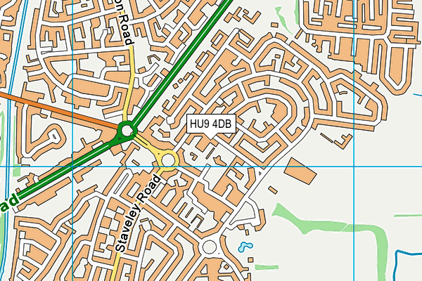 HU9 4DB map - OS VectorMap District (Ordnance Survey)