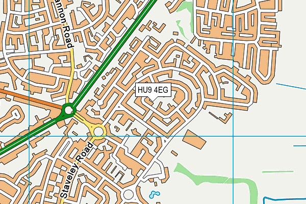 HU9 4EG map - OS VectorMap District (Ordnance Survey)