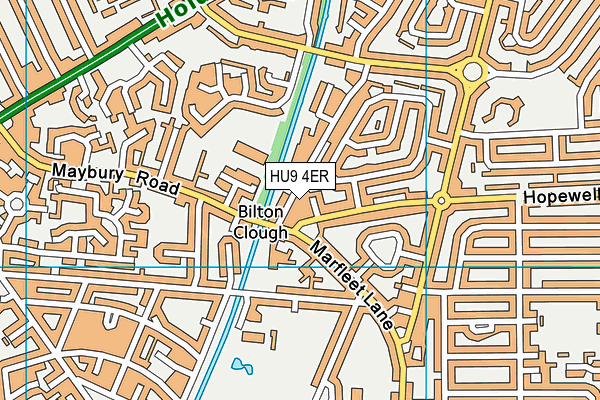 HU9 4ER map - OS VectorMap District (Ordnance Survey)