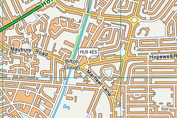 HU9 4ES map - OS VectorMap District (Ordnance Survey)