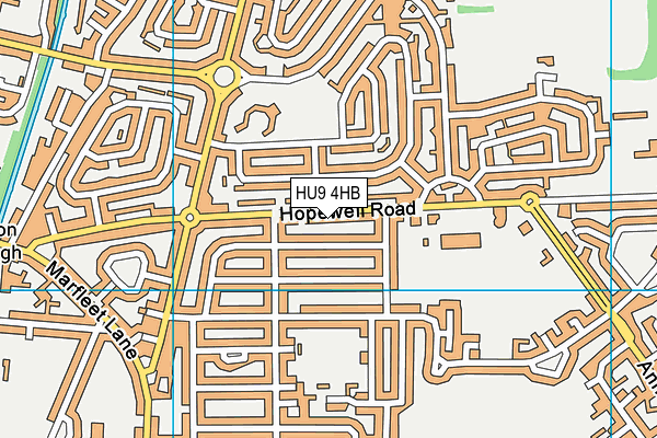 HU9 4HB map - OS VectorMap District (Ordnance Survey)