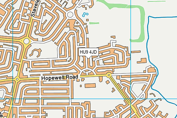 HU9 4JD map - OS VectorMap District (Ordnance Survey)