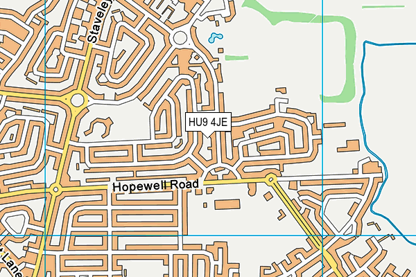 HU9 4JE map - OS VectorMap District (Ordnance Survey)