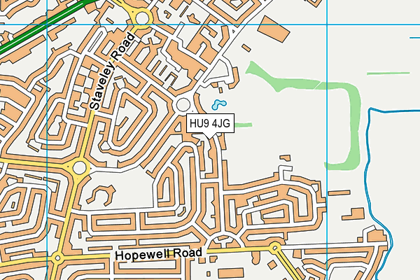 HU9 4JG map - OS VectorMap District (Ordnance Survey)