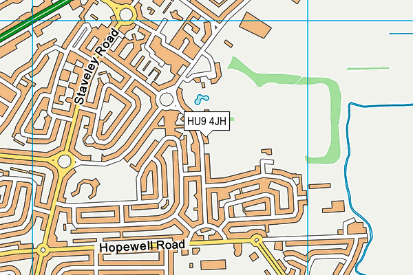 HU9 4JH map - OS VectorMap District (Ordnance Survey)