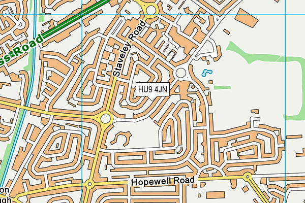 HU9 4JN map - OS VectorMap District (Ordnance Survey)