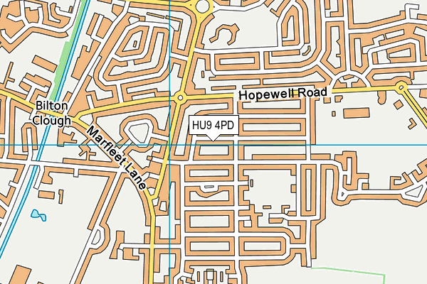 HU9 4PD map - OS VectorMap District (Ordnance Survey)