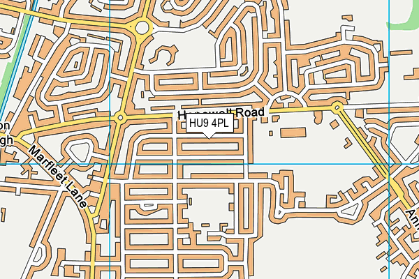 HU9 4PL map - OS VectorMap District (Ordnance Survey)