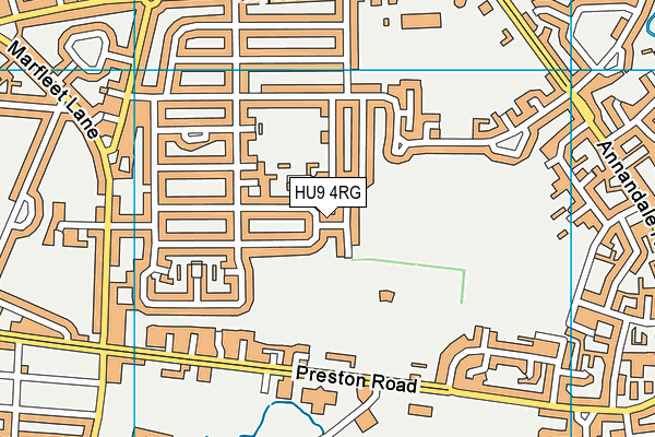 HU9 4RG map - OS VectorMap District (Ordnance Survey)