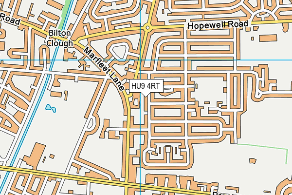 HU9 4RT map - OS VectorMap District (Ordnance Survey)