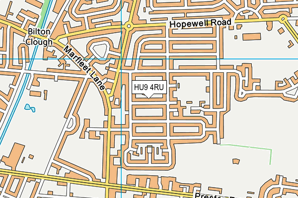 HU9 4RU map - OS VectorMap District (Ordnance Survey)