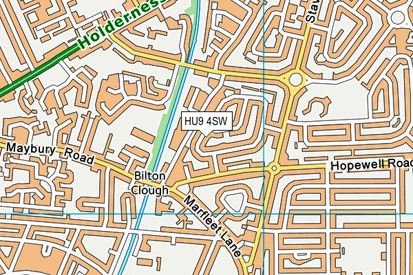 HU9 4SW map - OS VectorMap District (Ordnance Survey)