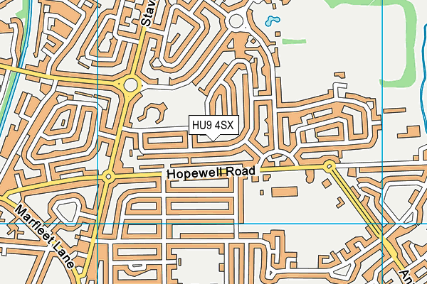 HU9 4SX map - OS VectorMap District (Ordnance Survey)