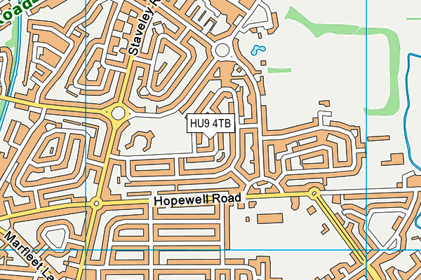HU9 4TB map - OS VectorMap District (Ordnance Survey)
