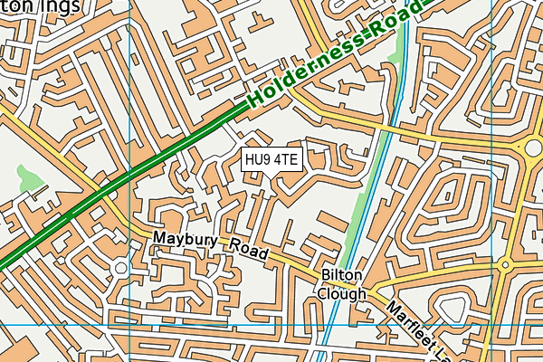 HU9 4TE map - OS VectorMap District (Ordnance Survey)