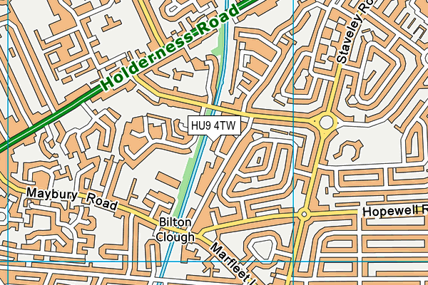 HU9 4TW map - OS VectorMap District (Ordnance Survey)