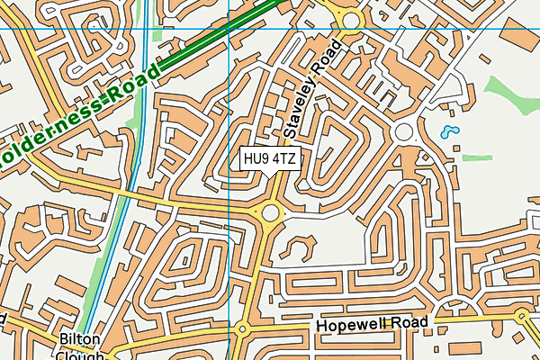 HU9 4TZ map - OS VectorMap District (Ordnance Survey)