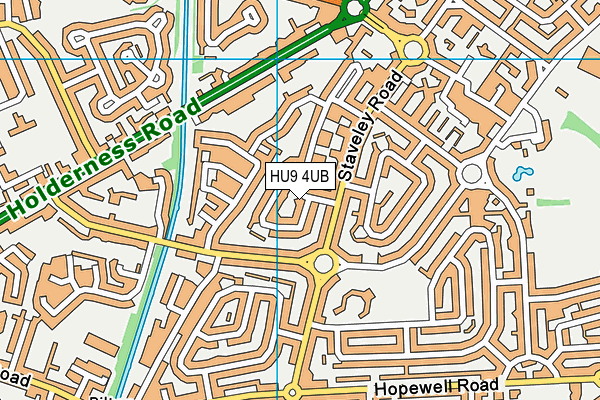 HU9 4UB map - OS VectorMap District (Ordnance Survey)