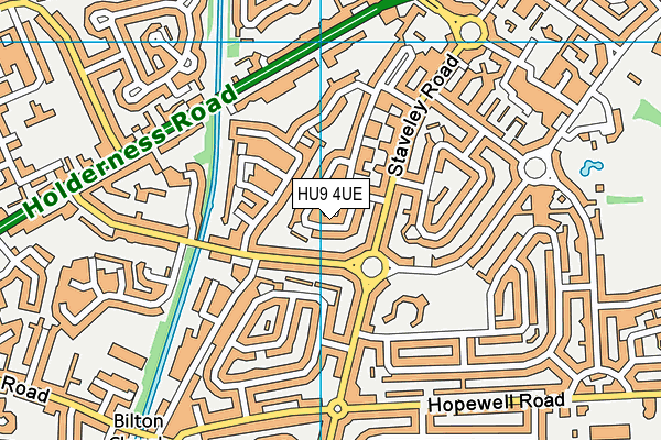 HU9 4UE map - OS VectorMap District (Ordnance Survey)