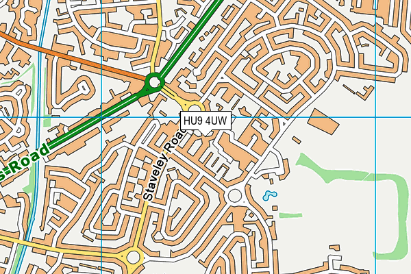HU9 4UW map - OS VectorMap District (Ordnance Survey)