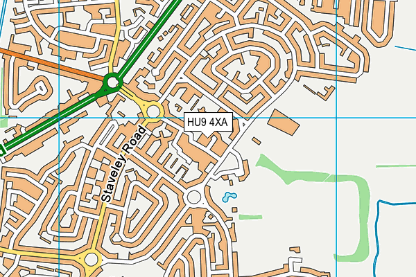 HU9 4XA map - OS VectorMap District (Ordnance Survey)