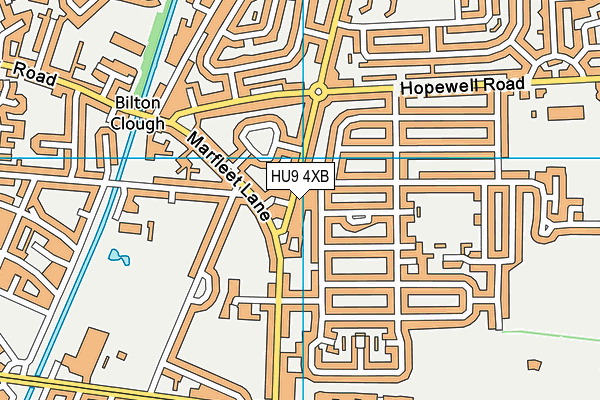 HU9 4XB map - OS VectorMap District (Ordnance Survey)