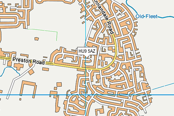 HU9 5AZ map - OS VectorMap District (Ordnance Survey)