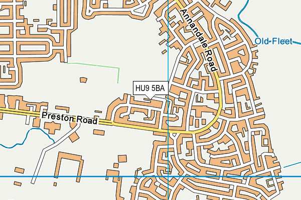 HU9 5BA map - OS VectorMap District (Ordnance Survey)