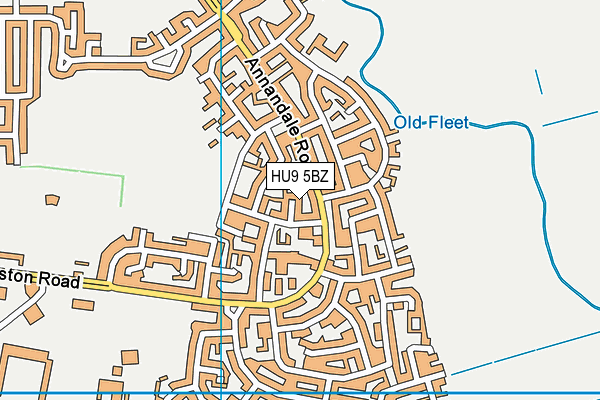 HU9 5BZ map - OS VectorMap District (Ordnance Survey)