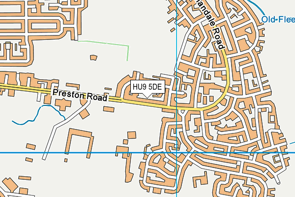 HU9 5DE map - OS VectorMap District (Ordnance Survey)