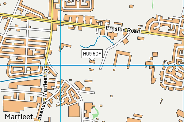 HU9 5DF map - OS VectorMap District (Ordnance Survey)