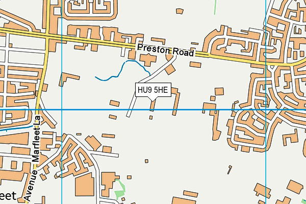 HU9 5HE map - OS VectorMap District (Ordnance Survey)