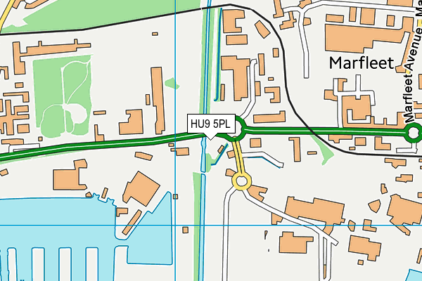 HU9 5PL map - OS VectorMap District (Ordnance Survey)