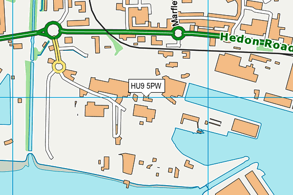 HU9 5PW map - OS VectorMap District (Ordnance Survey)