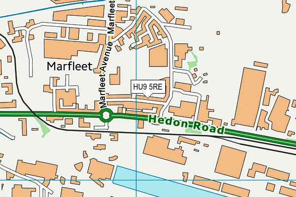 HU9 5RE map - OS VectorMap District (Ordnance Survey)