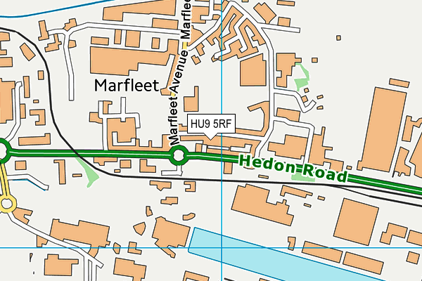 HU9 5RF map - OS VectorMap District (Ordnance Survey)