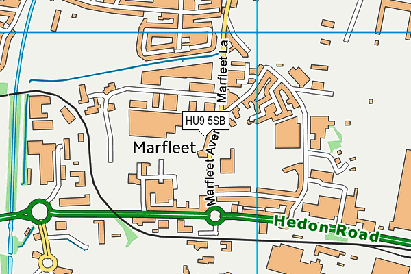 HU9 5SB map - OS VectorMap District (Ordnance Survey)